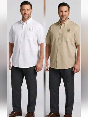 2XL Nissan Dealership Embroidered Collared Shirt Button Short Sleeve Set 2 NWT